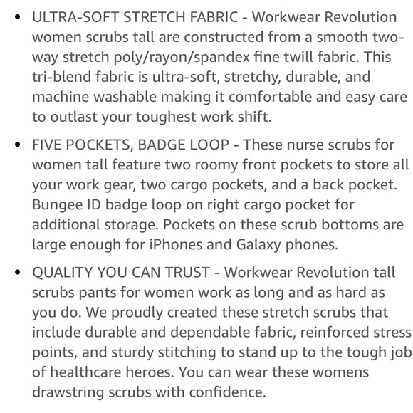 Tall - Cherokee Workwear Revolution, Drawstring Scrub Pants, Soft Stretch - Picture 7 of 11